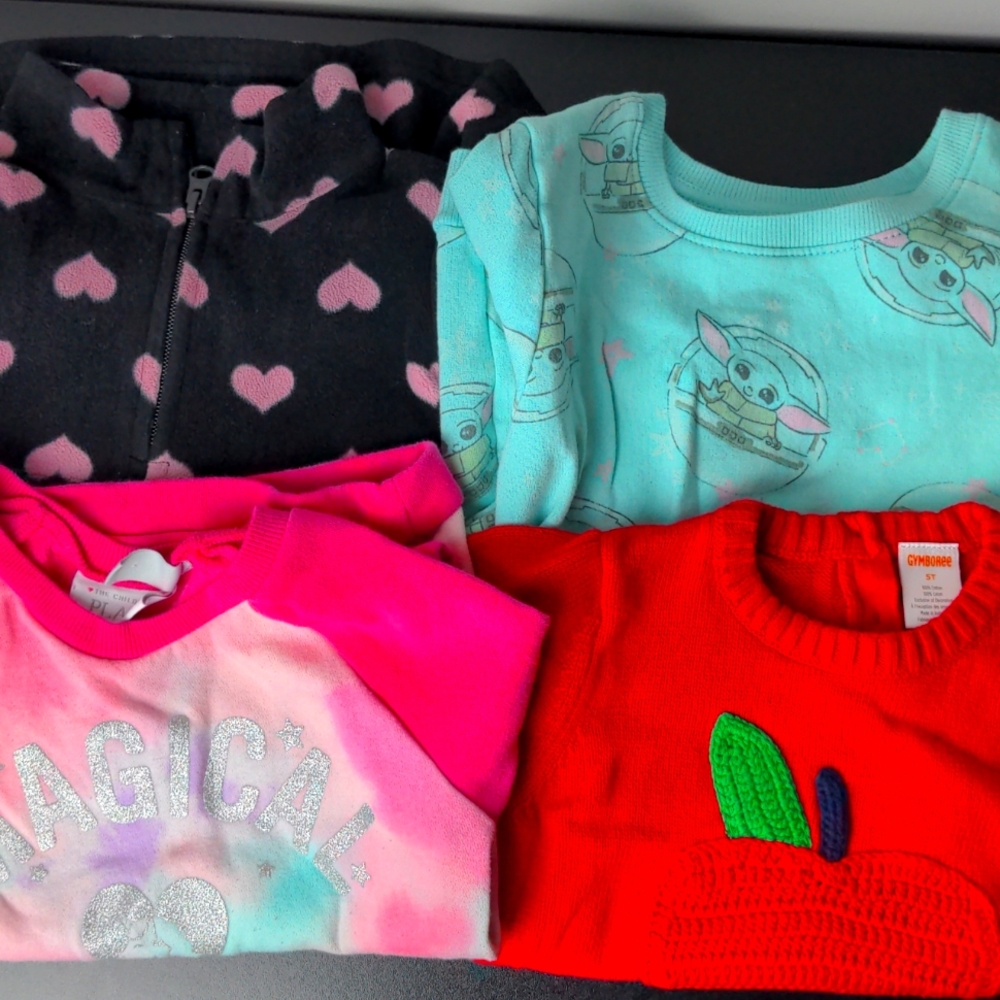 Lot Of 4 Toddler Girl Sweaters 5T The Children's Placw, Gymboree, Star Wars